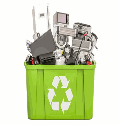 Stacked computers, monitors, and IT equipment ready for licensed e-waste collection by Zero Waste Services Sydney